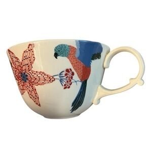 Anthropologie Floral Teacup / Mug w/ Bird & Butterfly